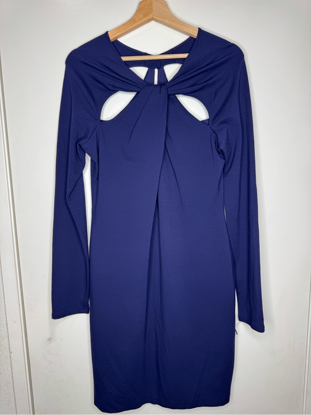 Halston Heritage midnight blue long-sleeve mini dress - Size 14